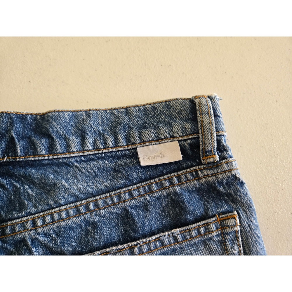 Boyish The Cody High-Rise Cut Off Distressed Denim Shorts Top Five Wash Size 28 - Picture 4 of 13